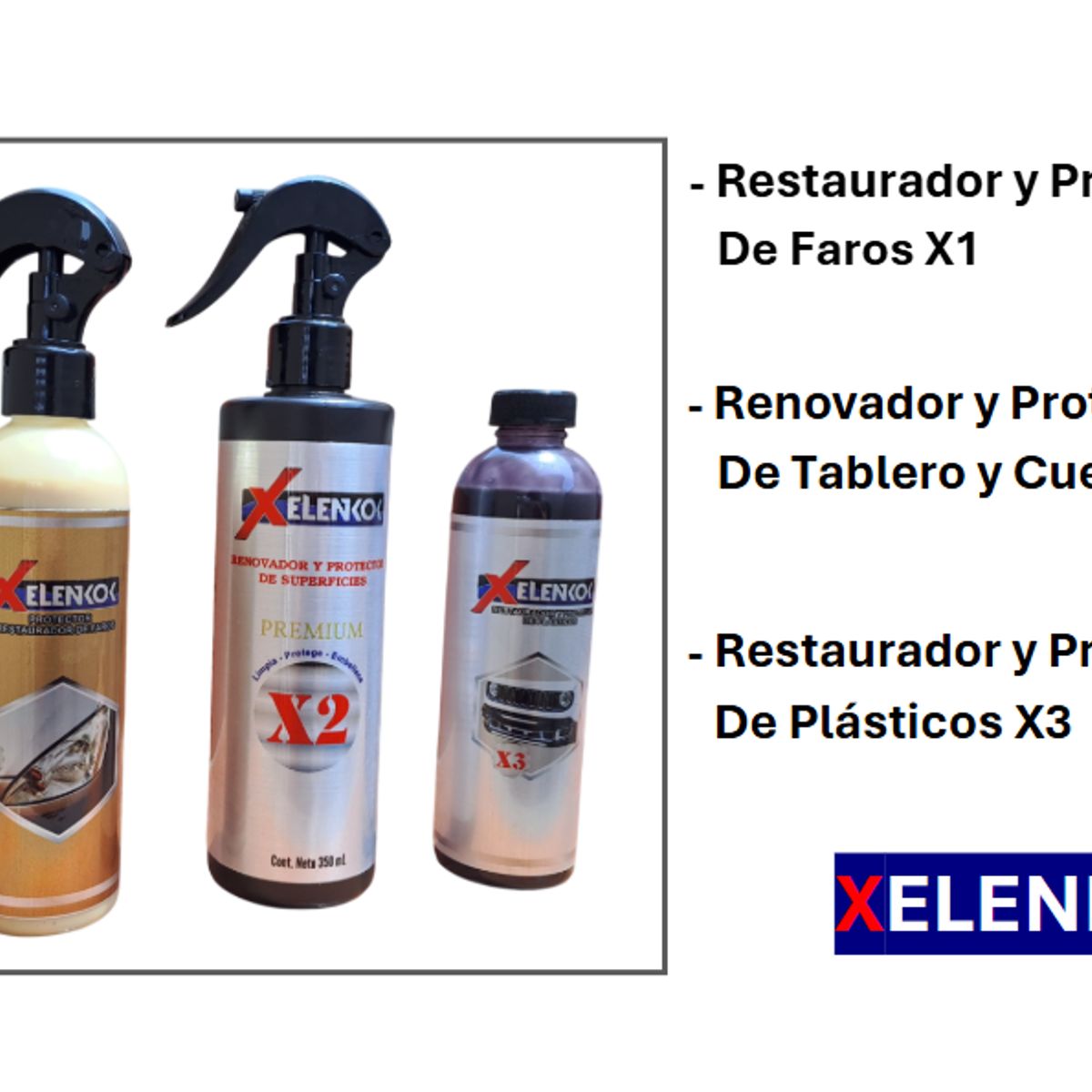 XELENKOK - Pack Restaurador de Faros Plásticos Tablero y Cueros