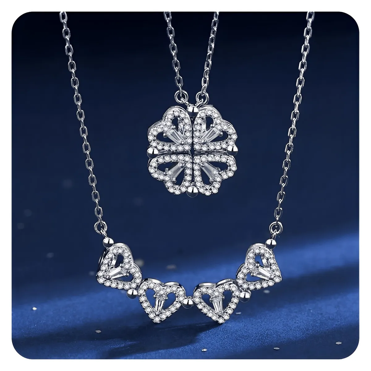 GENERICO - Collar Mamá Trébol 4 Hojas Corazón Joya Regalo Acero