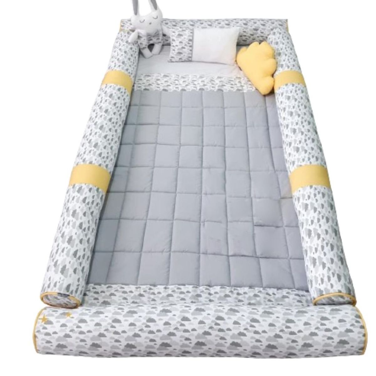 GENERICO - Bumpers Tubulares para cama  Montessori 1.5 Plz Nubecitas