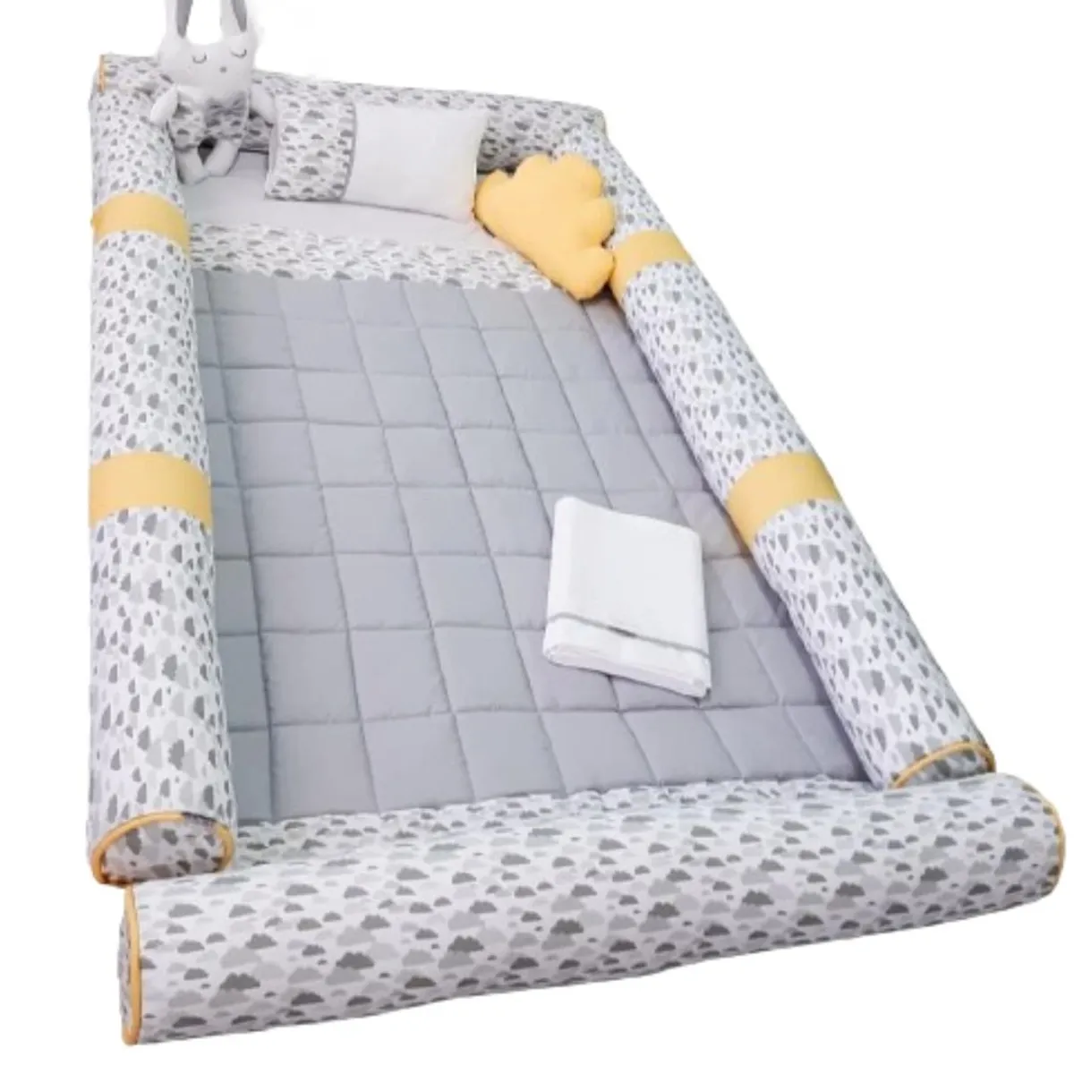 GENERICO - Bumpers Tubulares para cama  Montessori 1.5 Plz Nubecitas