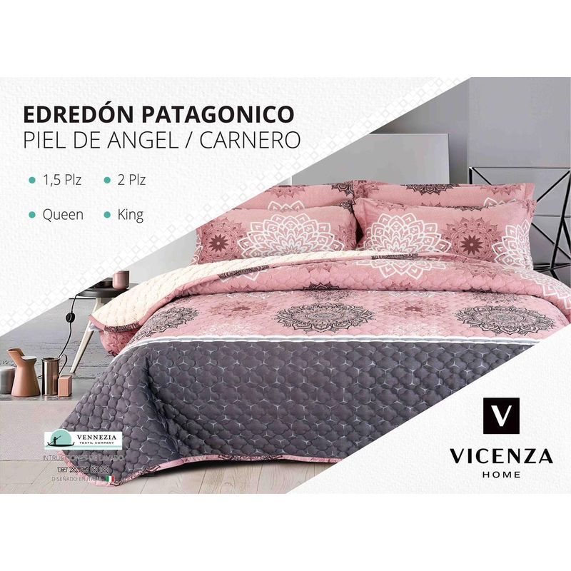 VENEZIA - Set De Cubrecama 2 Pz Piel de Ángel con Carnero + Sabanas + Fundas