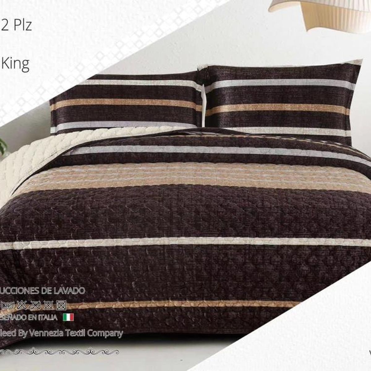 VENEZIA - Set De Cubrecama 2 Pz Tela con Carnero + Sabanas + Fundas