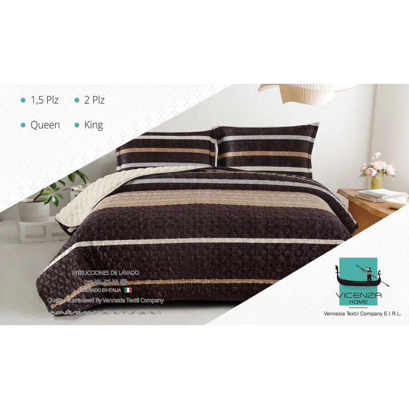 VENEZIA - Set De Cubrecama 2 Pz Tela con Carnero + Sabanas + Fundas