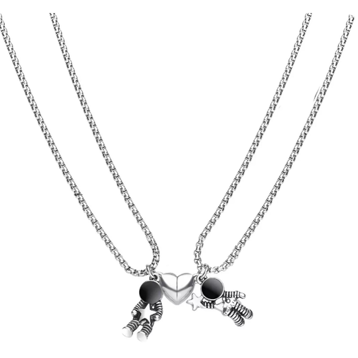 GENERICO - Collar Amigas Parejas Astronauta Imantado Joya Regalo Acero