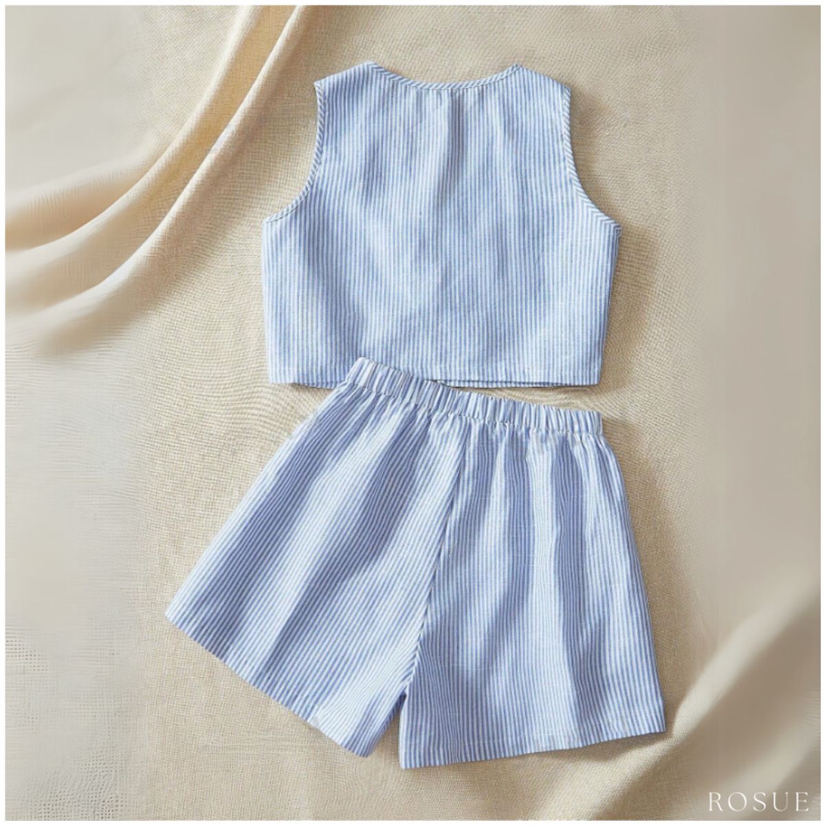 ROSUE - Conjunto short y blusa crop top Rayas 2 piezas