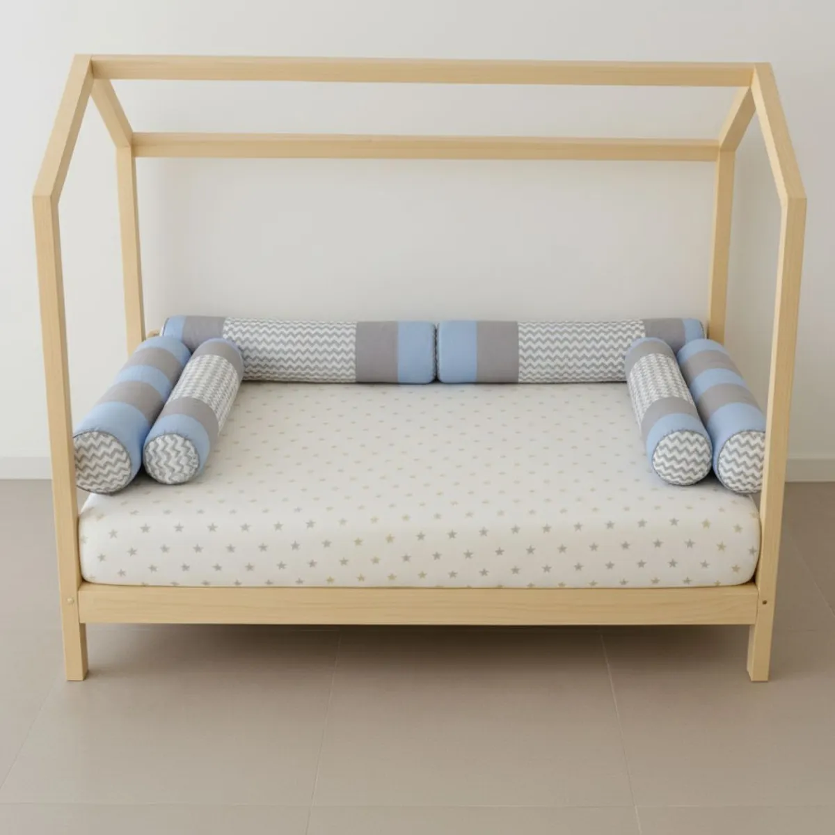 GENERICO - Bumpers Tubulares para cama  Montessori 1.5 Plz Zig Zag