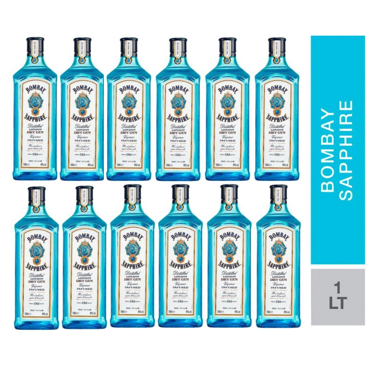 BOMBAY - GIN BOMBAY SAPPHIRE 1L - 12 UND