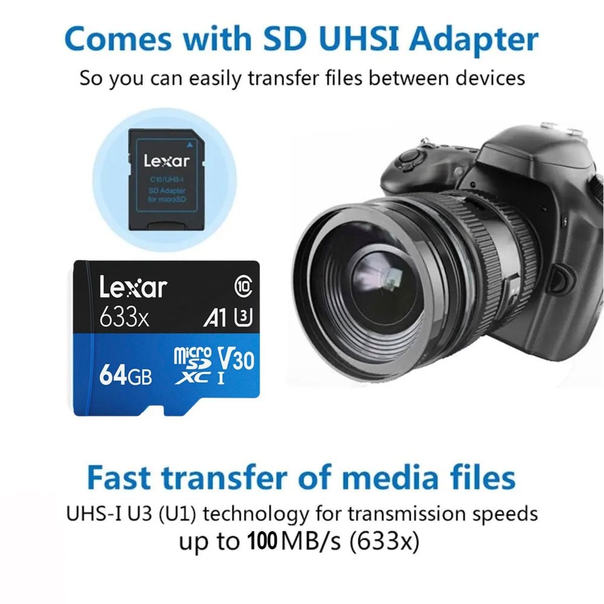 LEXAR - Tarjeta Memoria Micro Sd Lexar 633x Clase 10 U3 A1 / 64 Gb