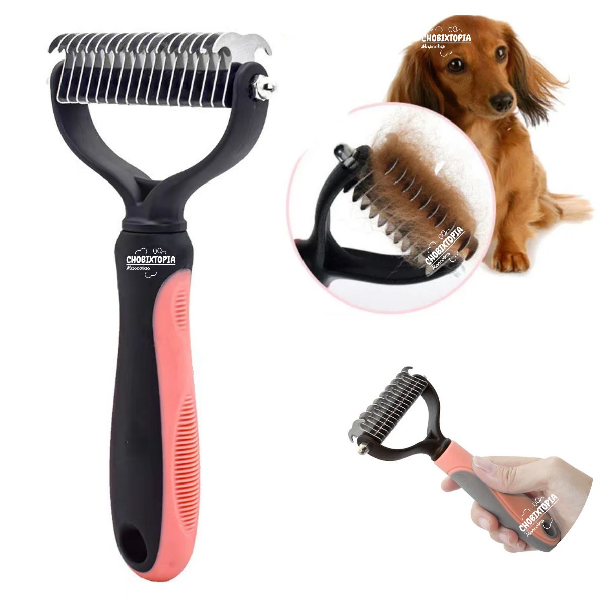 GENERICO - PEINE DESMOTADOR PARA PERROS Y GATOS ROSA SALMON