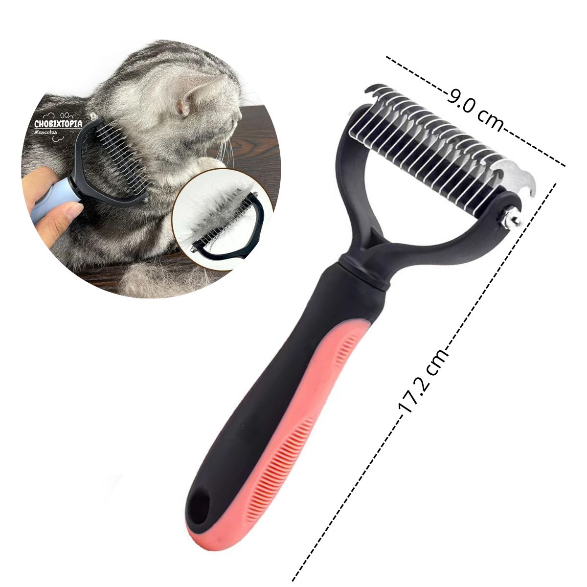 GENERICO - PEINE DESMOTADOR PARA PERROS Y GATOS ROSA SALMON