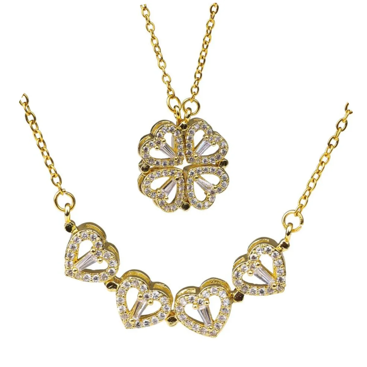 GENERICO - Collar Trébol Imantado Corazones Regalo Novia Mamá Acero