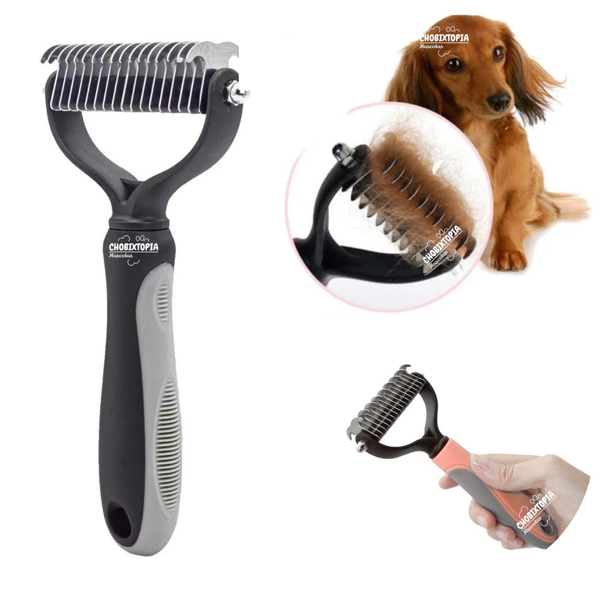 GENERICO - PEINE DESMOTADOR PARA PERROS Y GATOS NEGRO