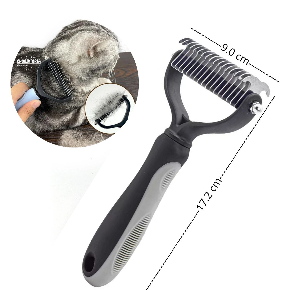 GENERICO - PEINE DESMOTADOR PARA PERROS Y GATOS NEGRO