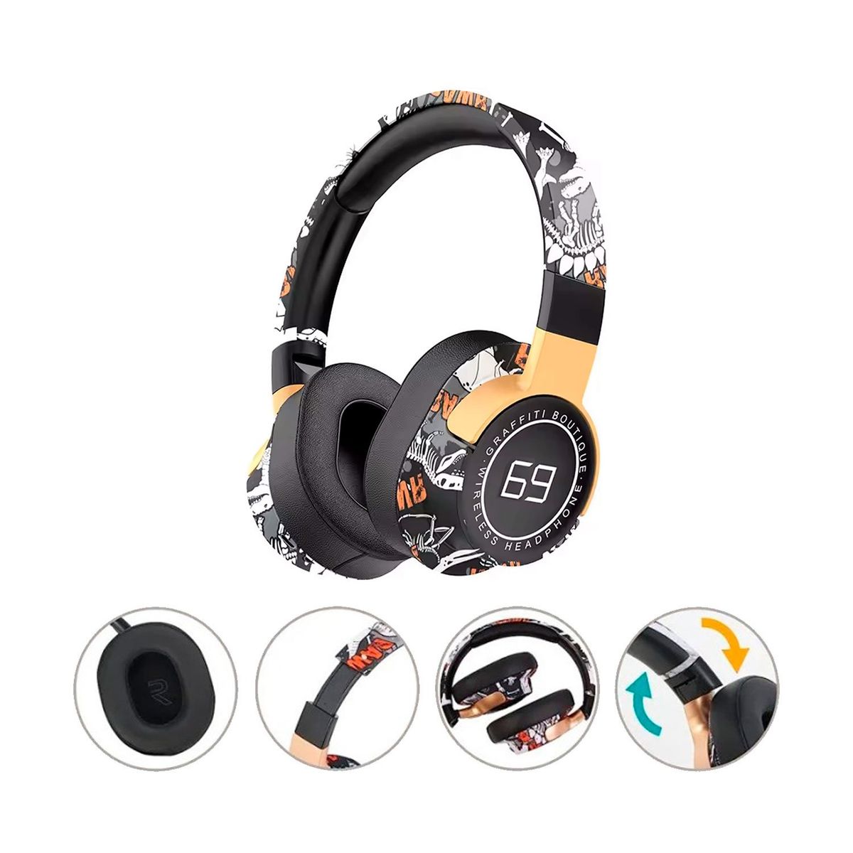 OEM - Audífonos Bluetooth Buytiti con Diseño Urbano y Radio FM