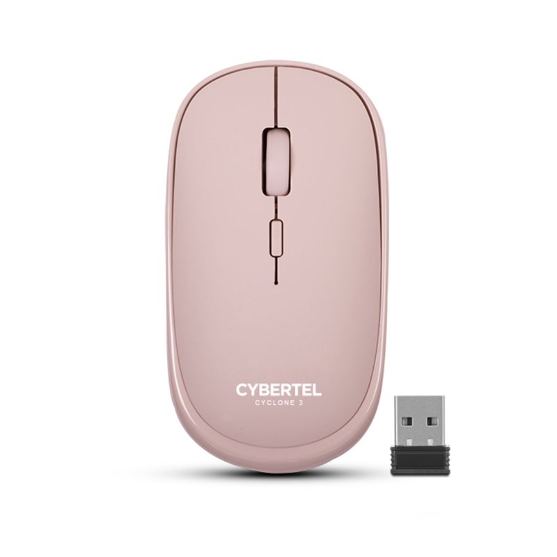 CYBERTEL - Mouse Bluetooth Cyclone3 CYB M500-3m - WiFi Recargable - USB C - Rosa
