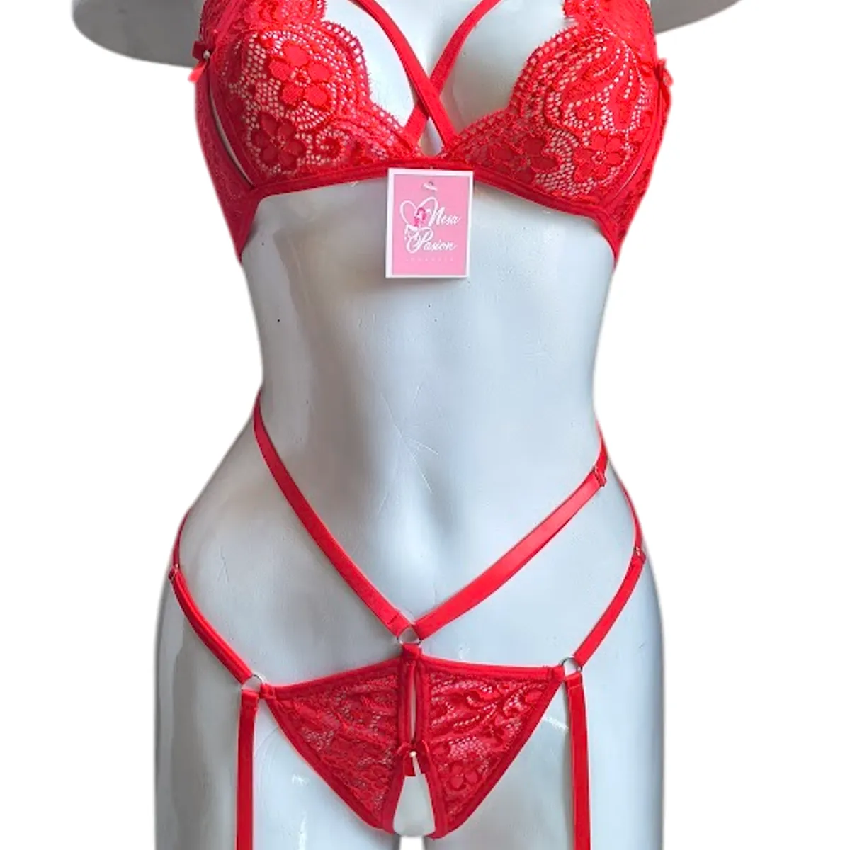 GENERICO - LENCERIA PORTALIGAS DE ENCAJE CON LIGUEROS REGULABLES