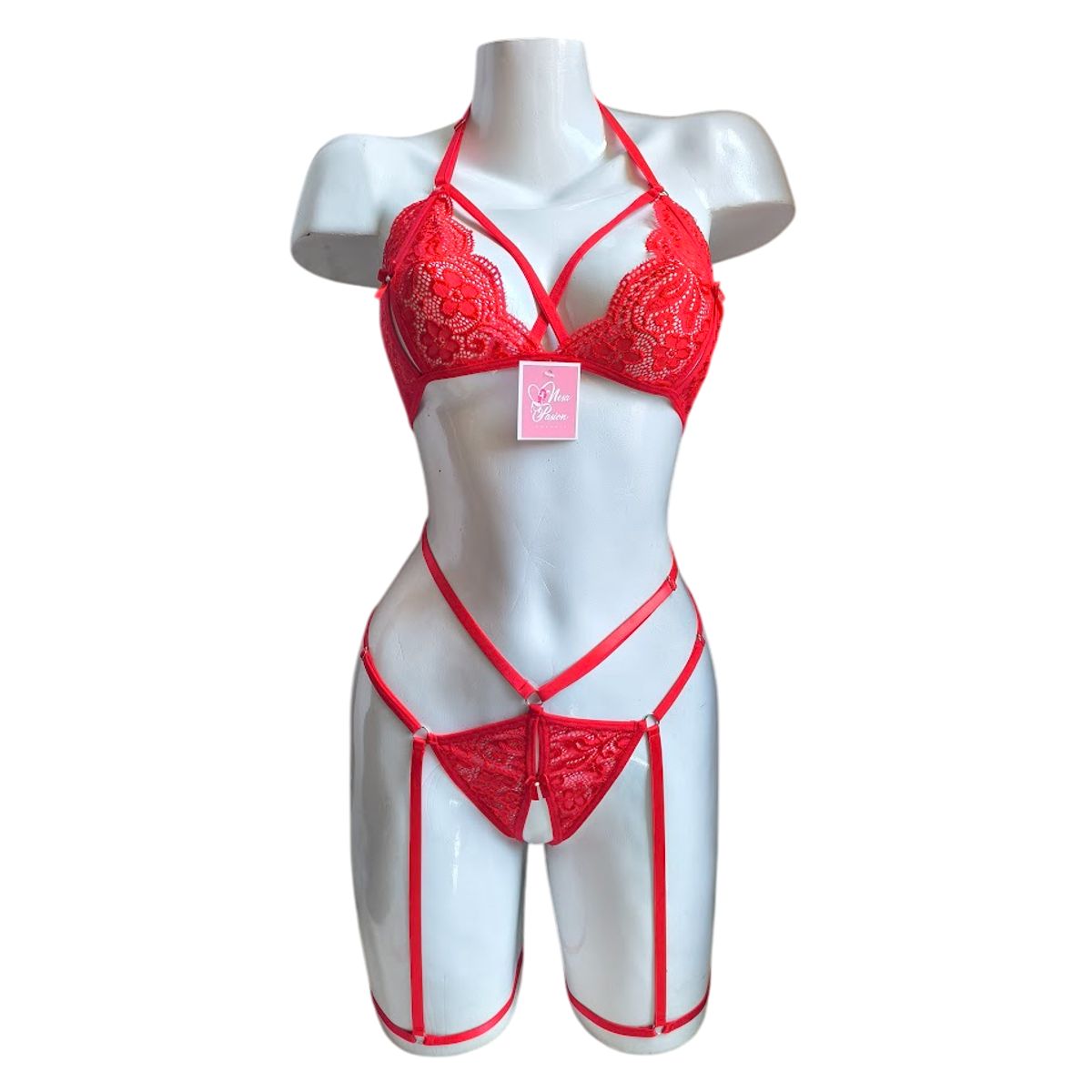 GENERICO - LENCERIA PORTALIGAS DE ENCAJE CON LIGUEROS REGULABLES