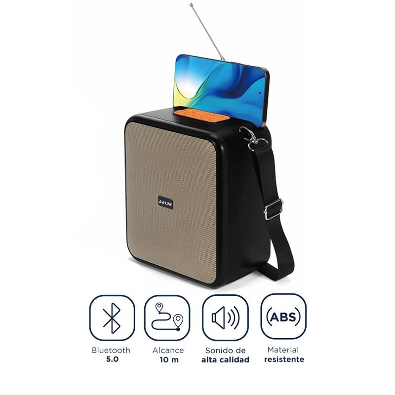 SEISA - Parlante Portátil Bluetooth 5.0 Radio FM y Antena para Teléfono y PC