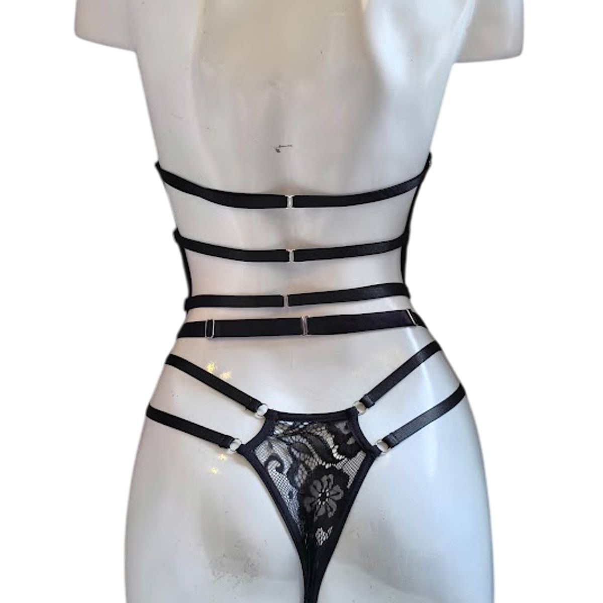 GENERICO - CORSET LENCERIA DE ENCAJE PORTALIGAS CON LIGUEROS