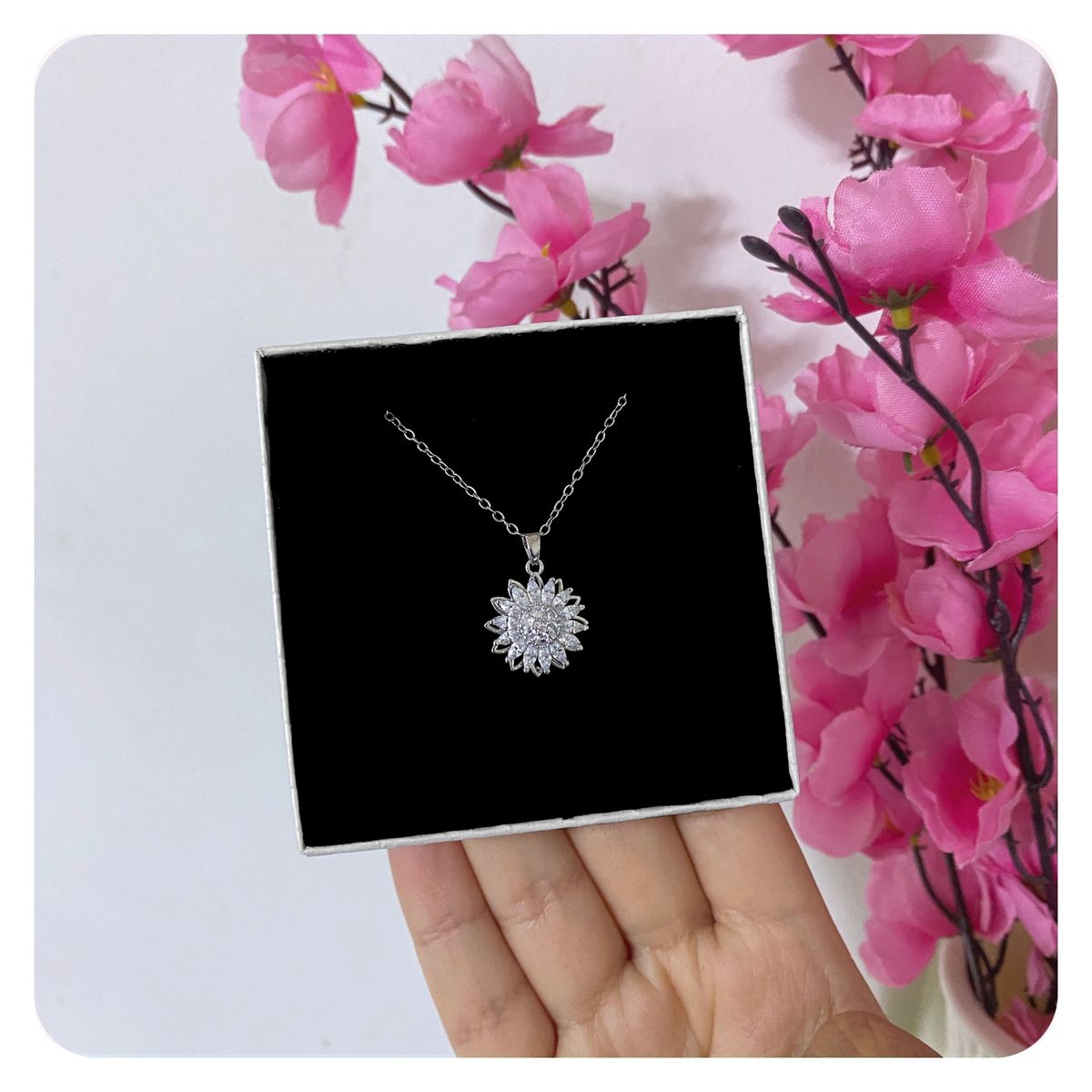 GENERICO - Collar Mujer Girasol Giratorio Joya Regalo Mamá Acero Plateado