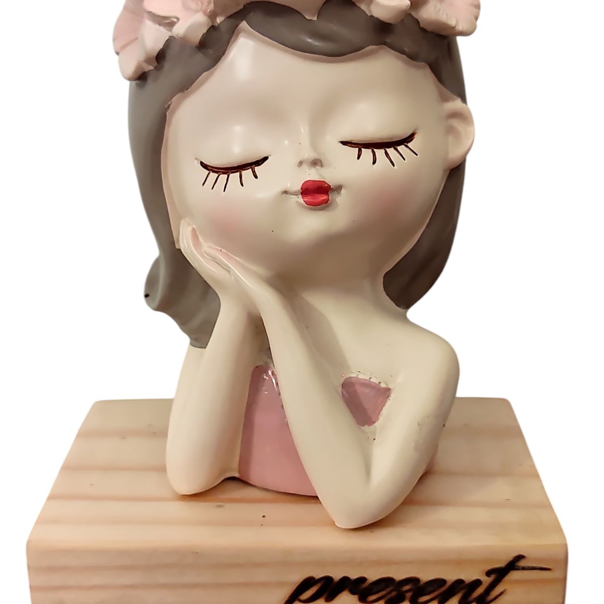 GENERICO - Maceta Macetero Mini Soñadora de Resina Present