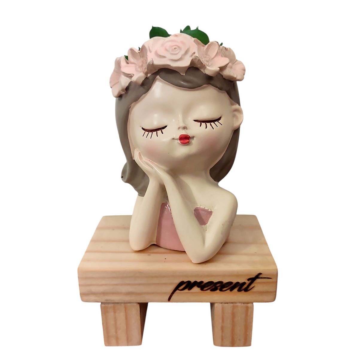 GENERICO - Maceta Macetero Mini Soñadora de Resina Present