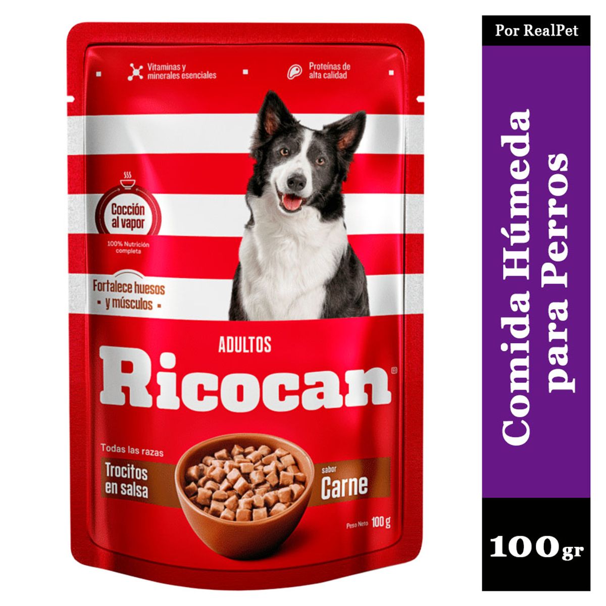 MARCA - Comida Húmeda Perro Ricocan Trocitos de Carne 100gr
