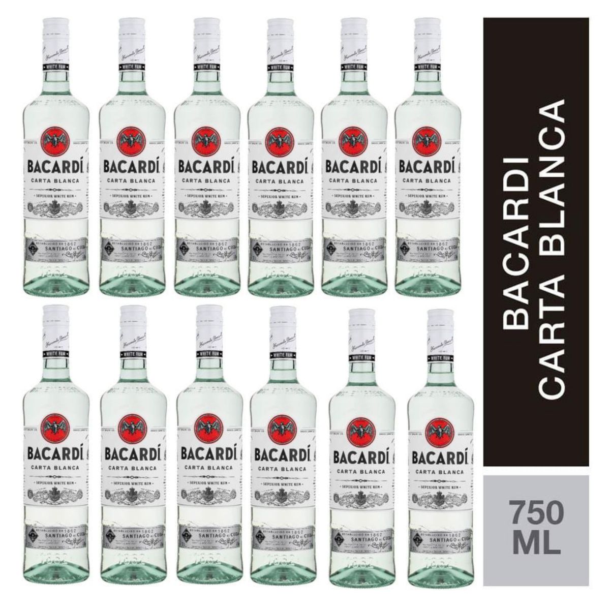 BACARDI - Ron Bacardí Carta Blanca 750ml - 12 UND