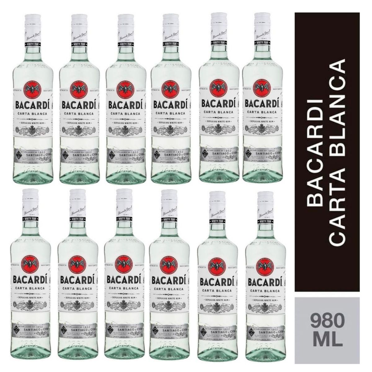 BACARDI - Ron Bacardí Carta Blanca 980ml - 12 UND
