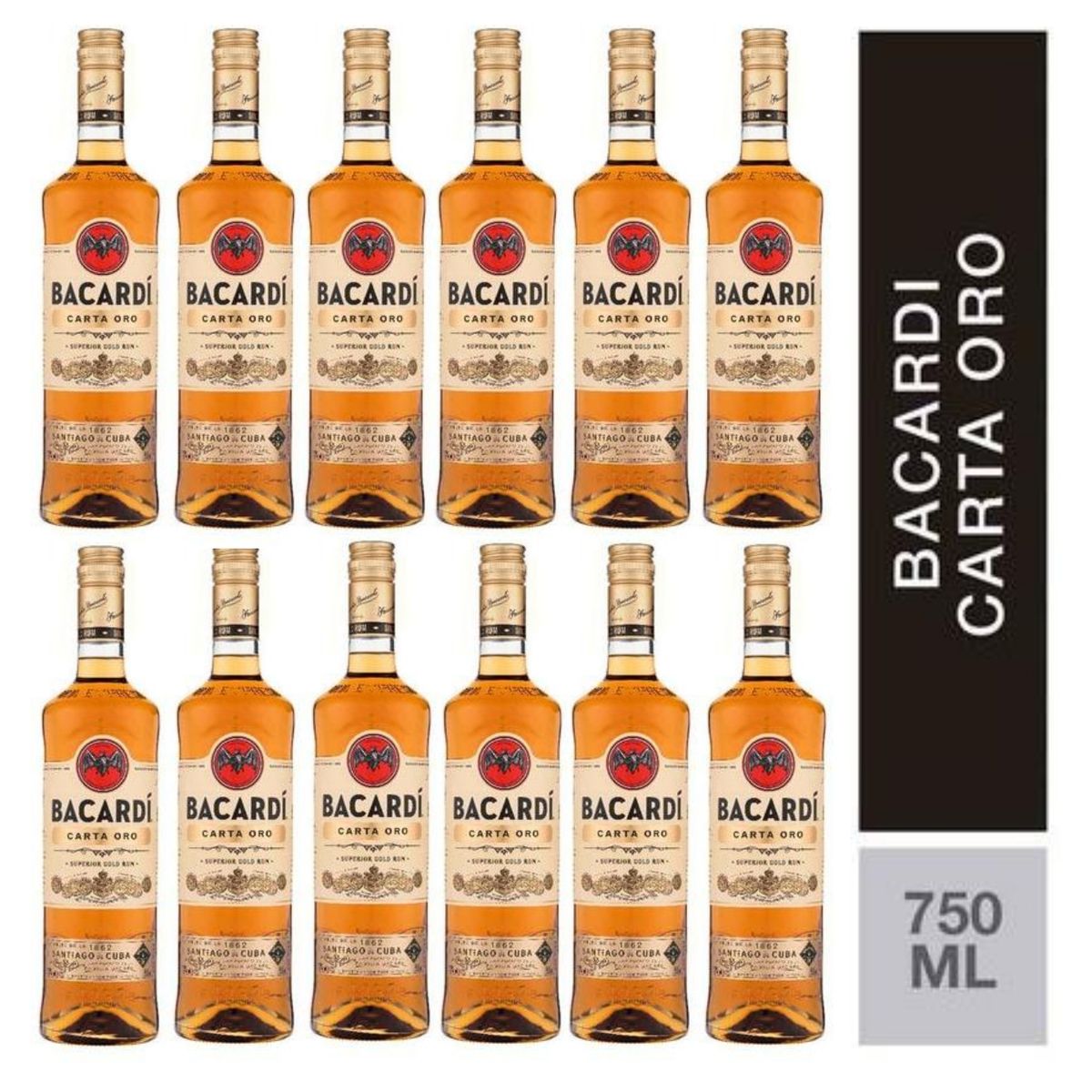 BACARDI - Ron Bacardí Carta Oro 750ml - 12 UND