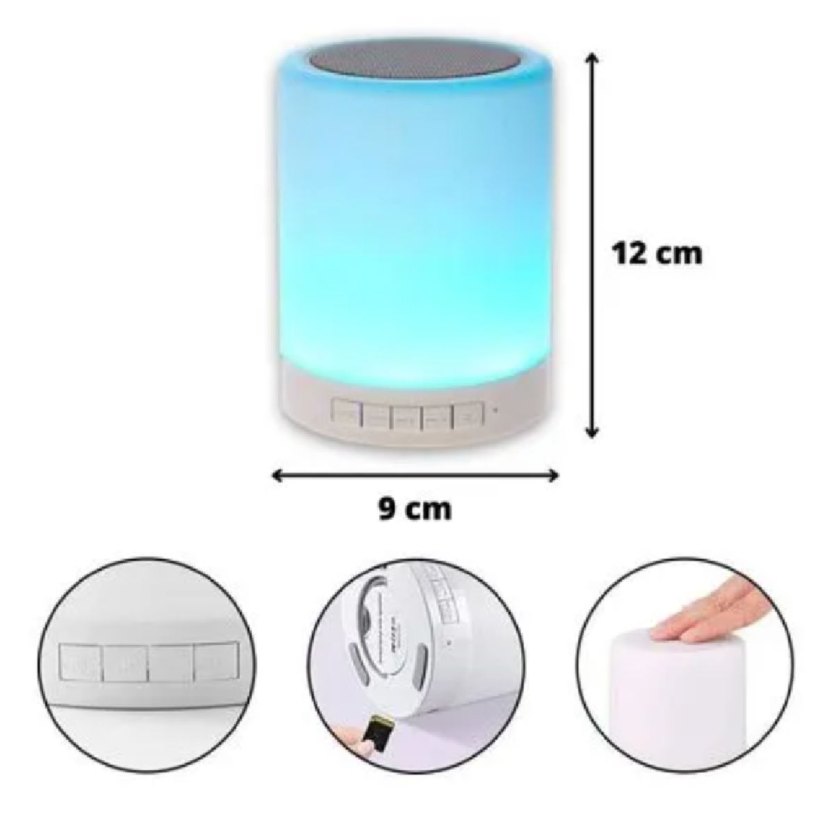 GENERICO - PARLANTE BLUETOOTH TOUCH LÁMPARA CON CONTROL DE COLOR TÁCTIL CON RGB