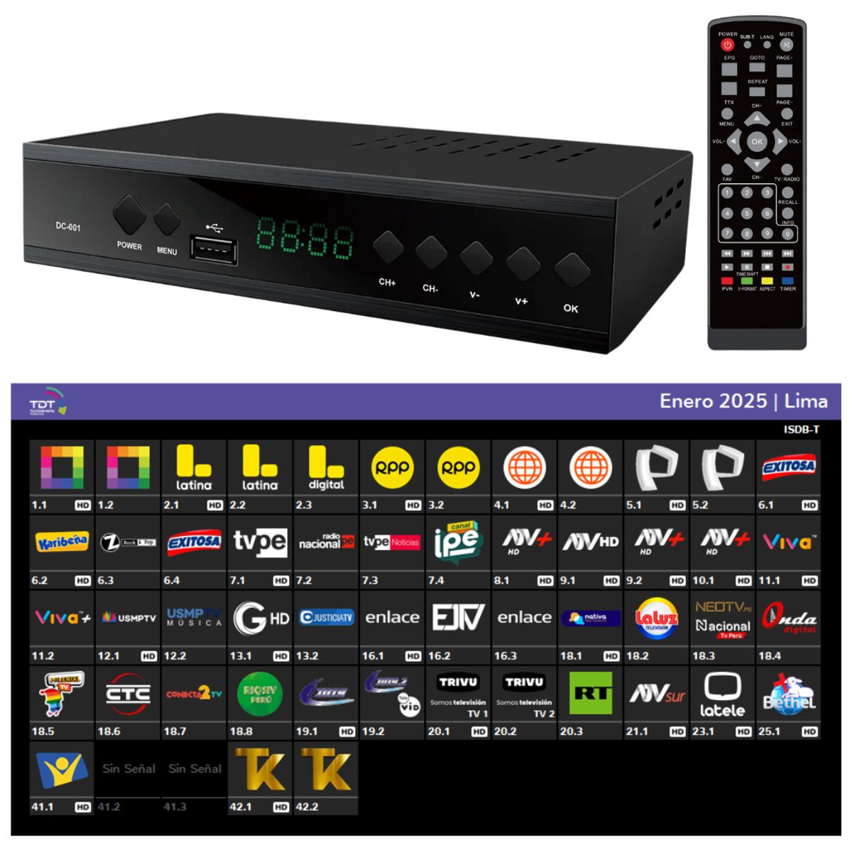 SEISA - Decodificador TV Sintonizador de Señal Digital Canales Full HD