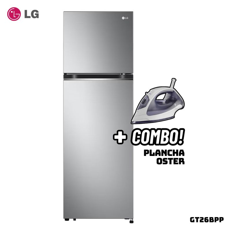 LG - REFRIGERADORA LG 264 L TOP FREEZER PLATEADO - GT26BPP + PLANCHA OSTER