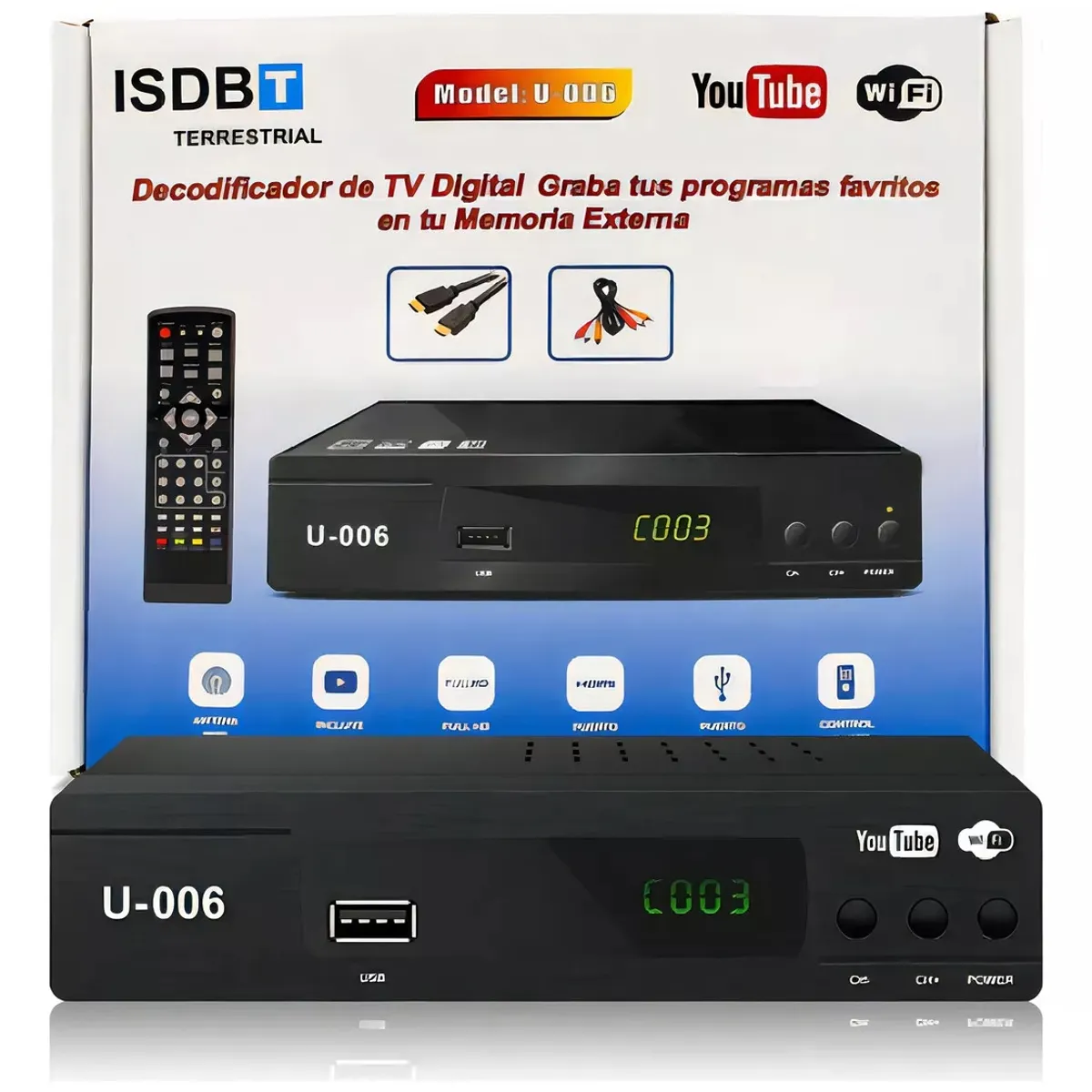 GENERICO - Decodificador Sintonizador Digital De Tv Full Hd + Antena Digital