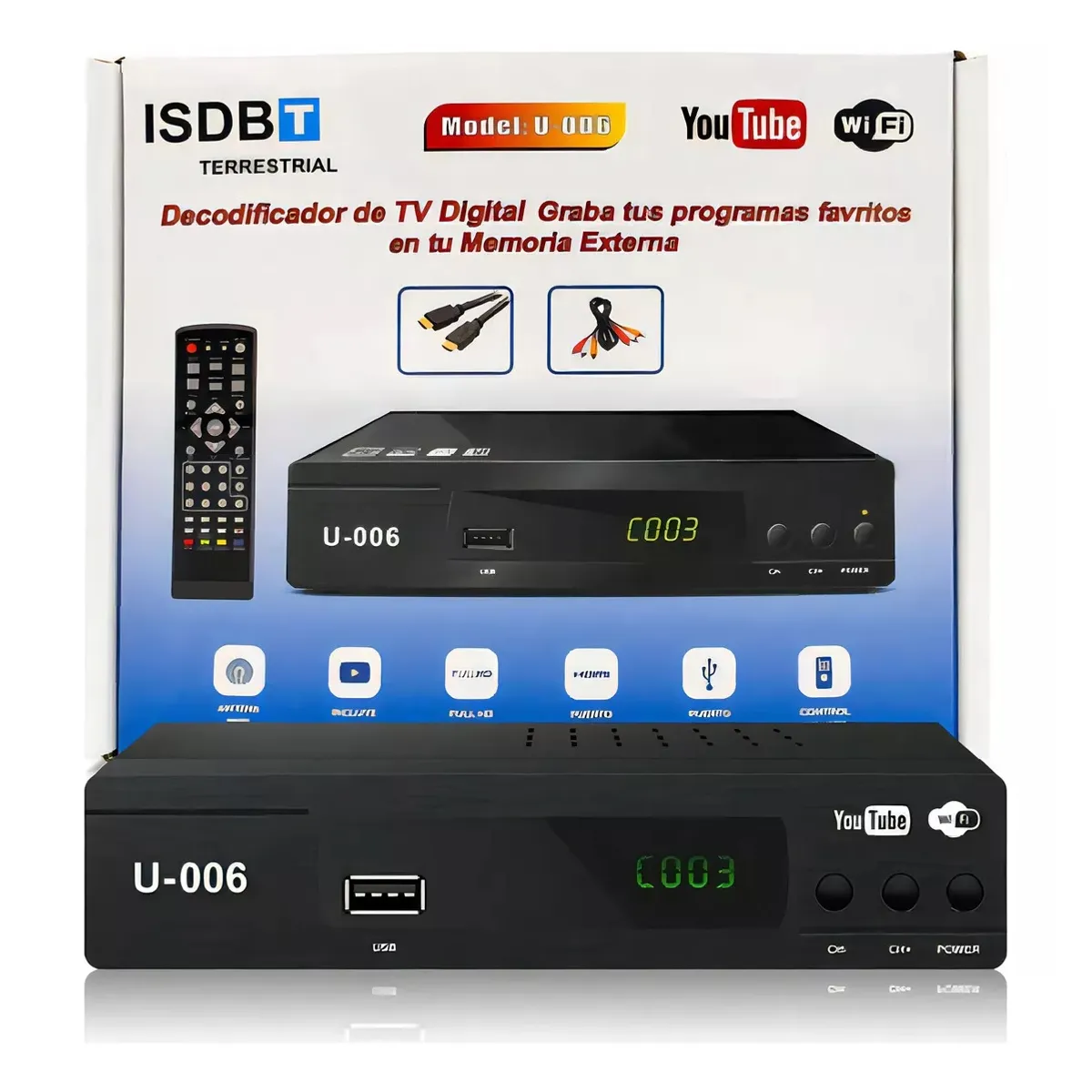 GENERICO - Decodificador Sintonizador Digital De Tv Full Hd + Antena Digital