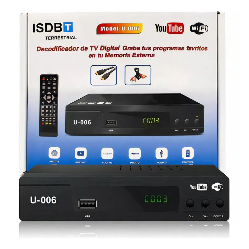 GENERICO - Decodificador Sintonizador Digital De Tv Full Hd + Antena Digital