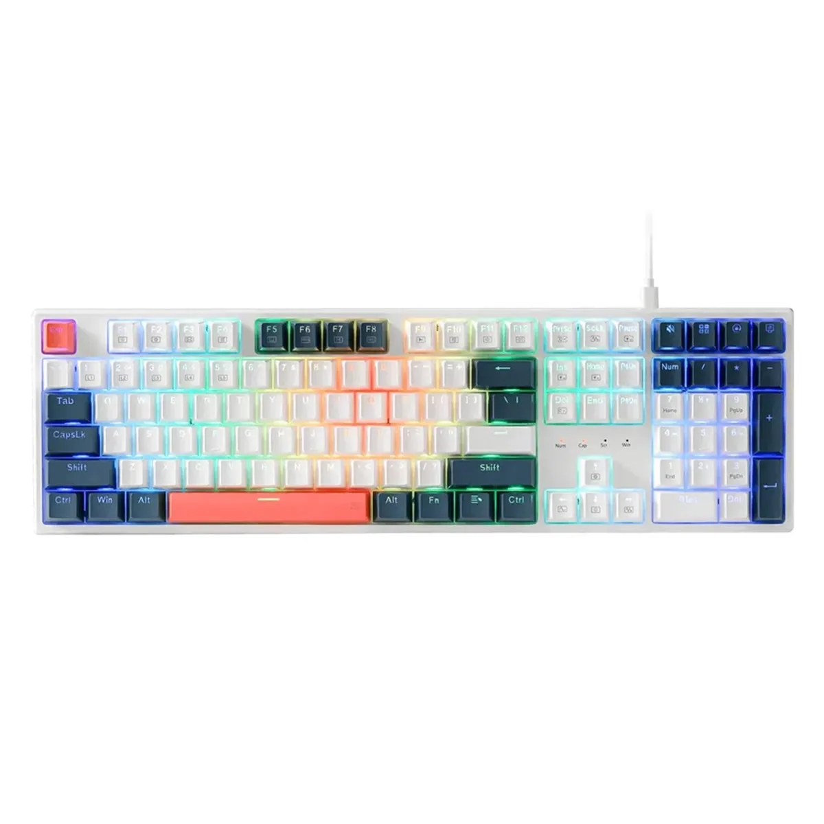 REDRAGON - TECLADO REDRAGON TRUNDLE K668WBO-RGB INGLES BLANCO-NEGRO