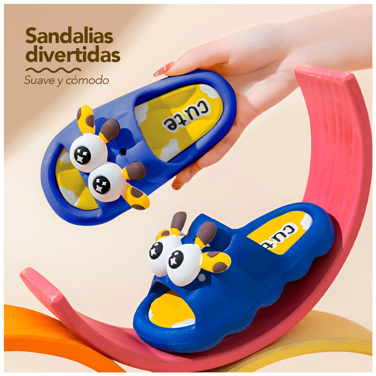 KELLER - Sandalias Kawaii para Niños Diseño 3D Jirafa Azul Z35