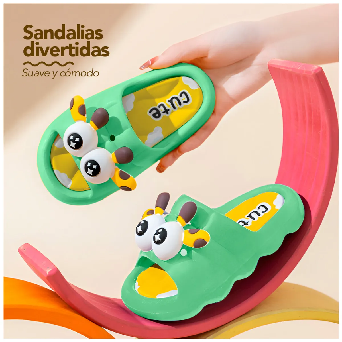KELLER - Sandalias Kawaii para Niños Diseño 3D Jirafa Verde Z35