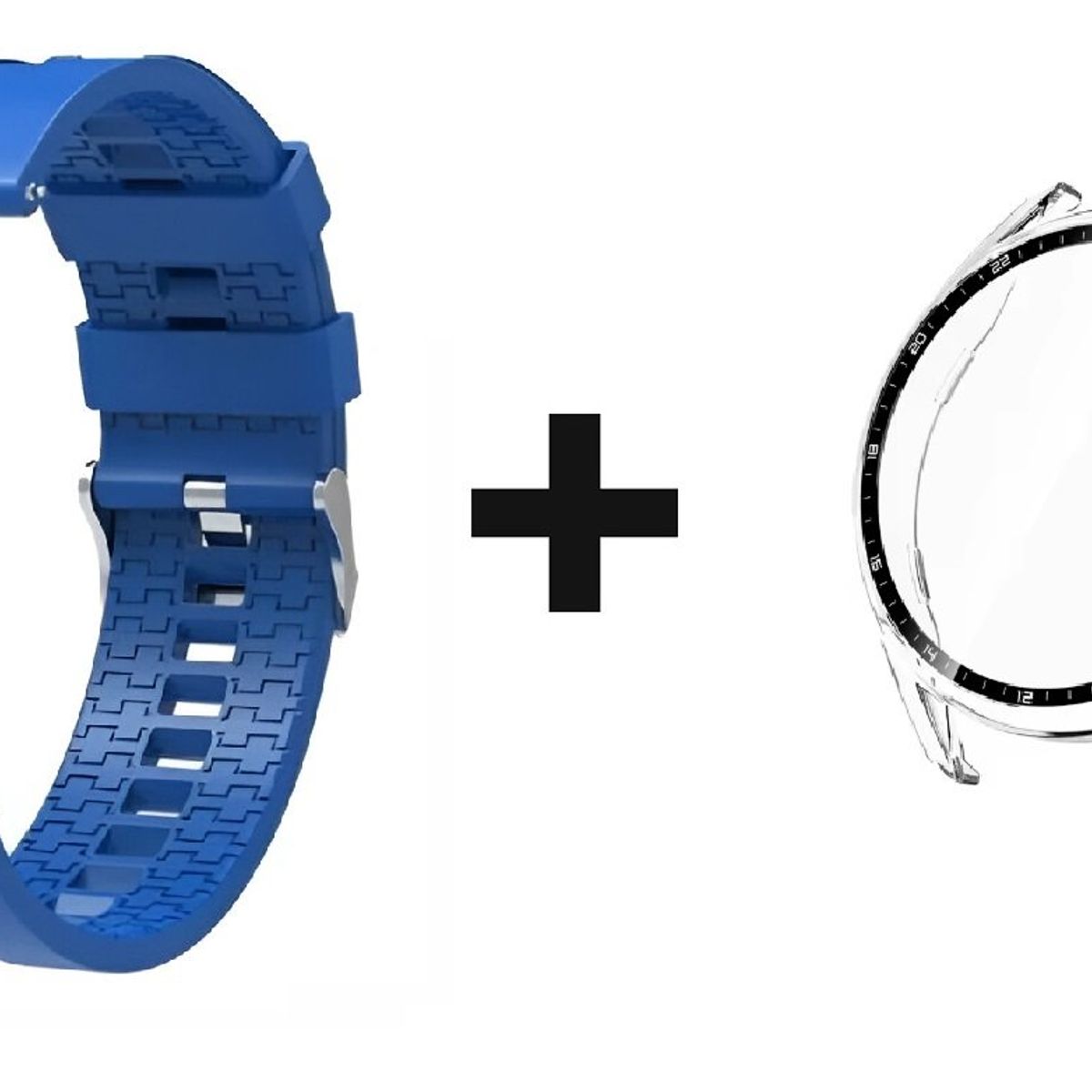 GENERICO - CORREA SILICON 22MM + BUMPER 46 MM PARA HUAWEI WATCH GT 2 PRO AZUL