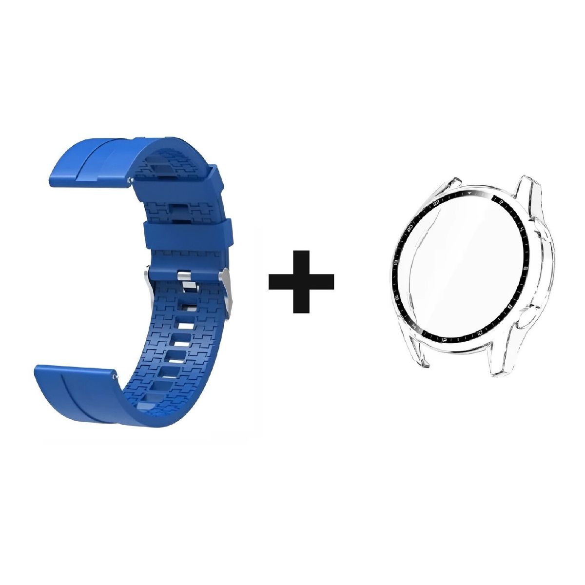 GENERICO - CORREA SILICON 22MM + BUMPER 46 MM PARA HUAWEI WATCH GT 2 PRO AZUL