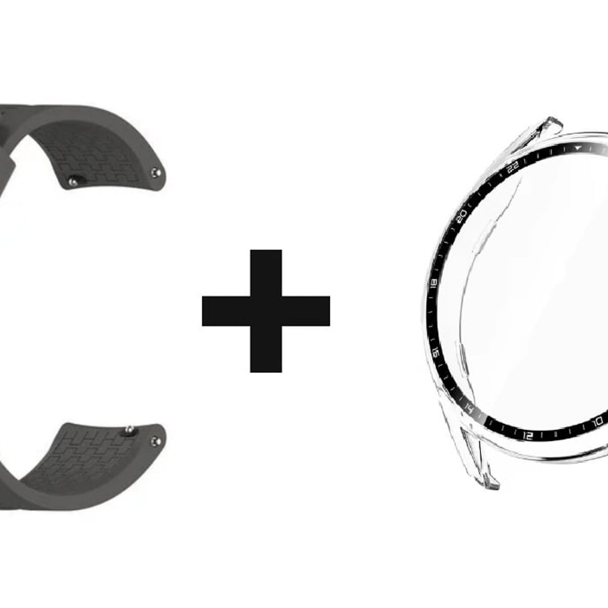 GENERICO - CORREA SILICON 22MM + BUMPER 46 MM PARA HUAWEI WATCH GT 2 PRO GRIS