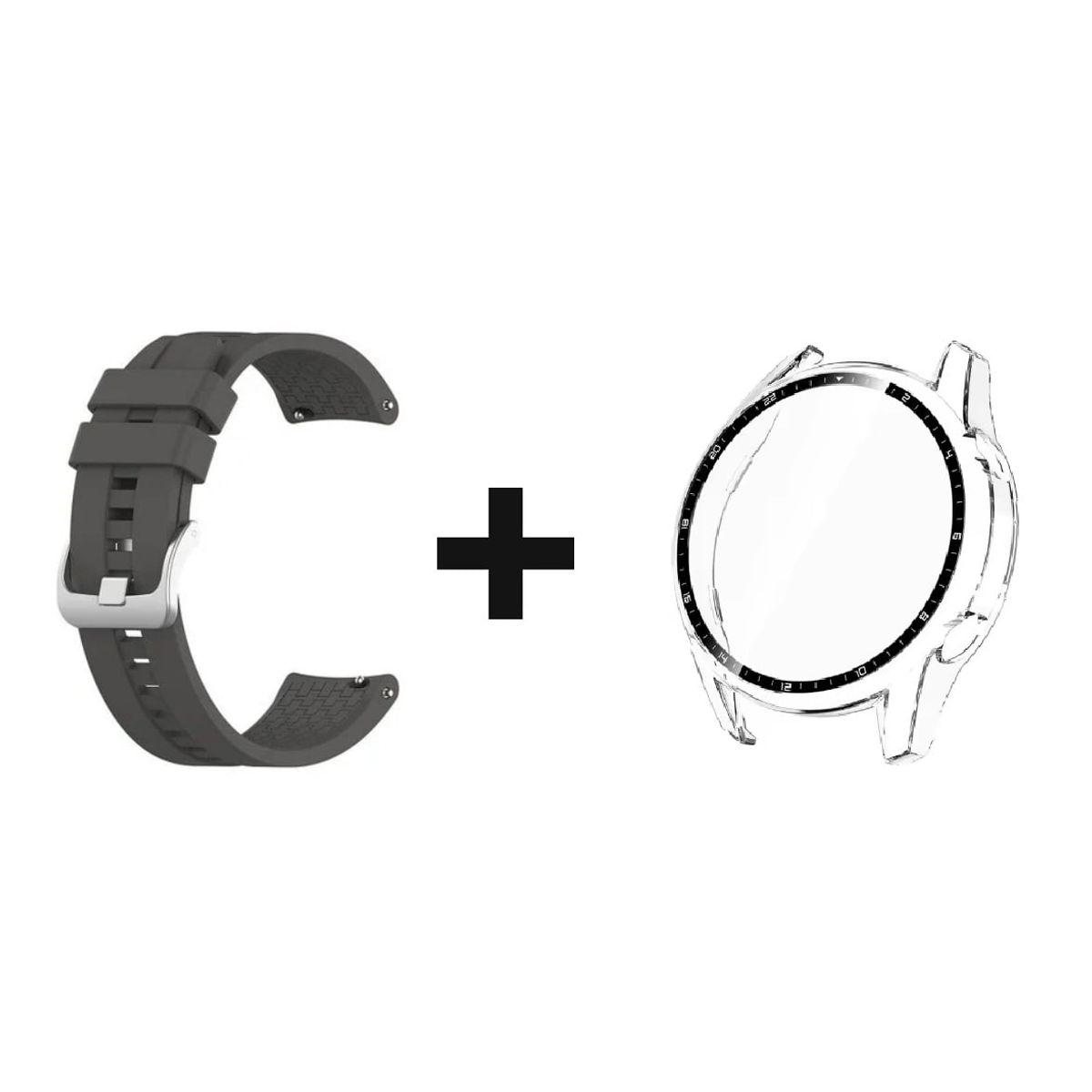 GENERICO - CORREA SILICON 22MM + BUMPER 46 MM PARA HUAWEI WATCH GT 2 PRO GRIS