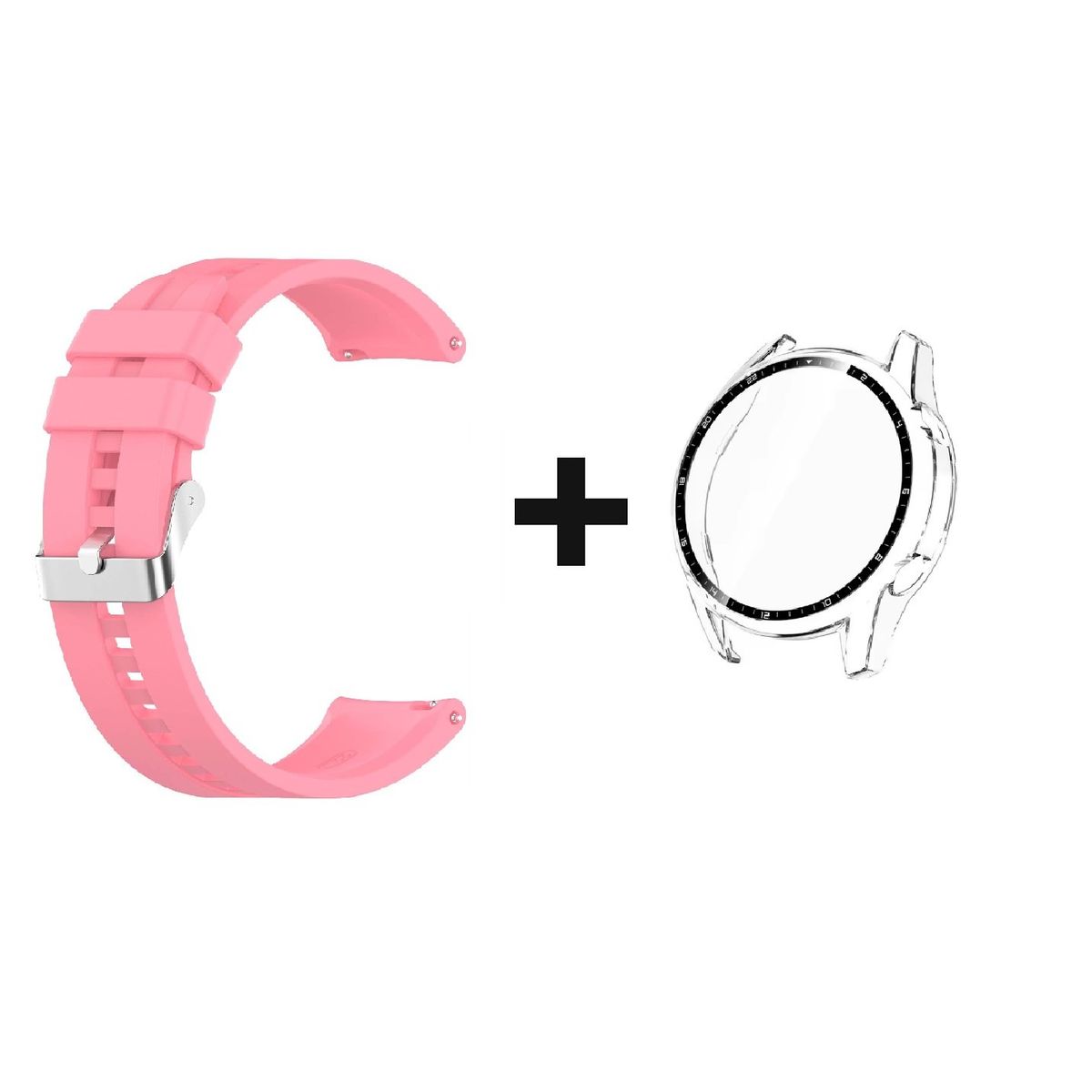 GENERICO - CORREA SILICON 22MM + BUMPER 46 MM PARA HUAWEI WATCH GT 2 PRO ROSADO