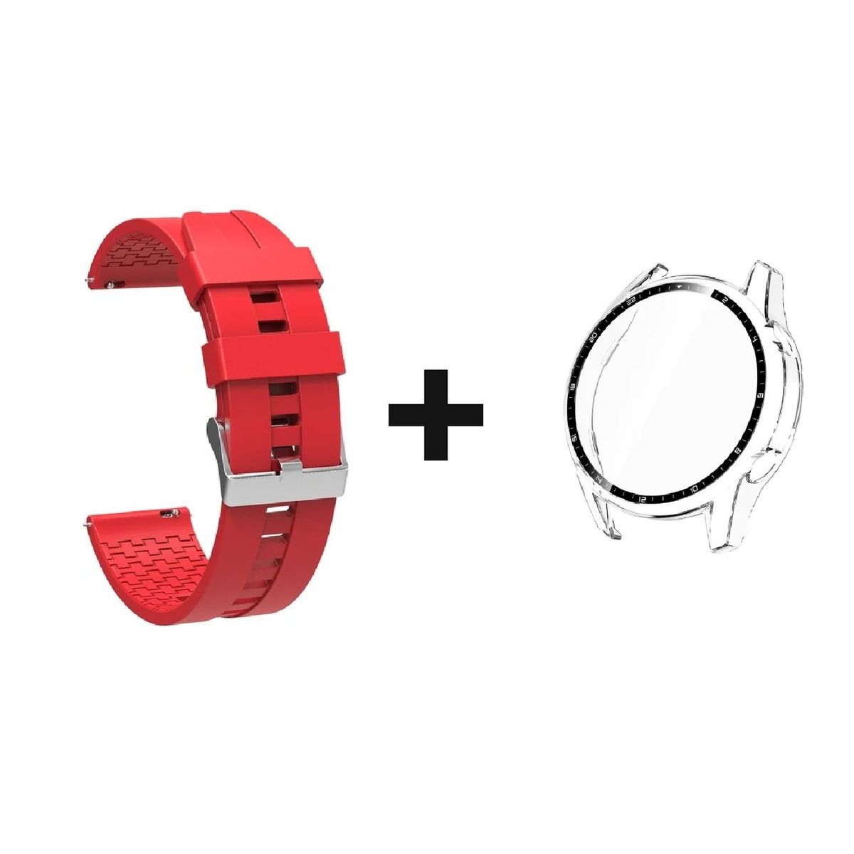 GENERICO - CORREA SILICON 22MM + BUMPER 46 MM PARA HUAWEI WATCH GT 2 PRO ROJO
