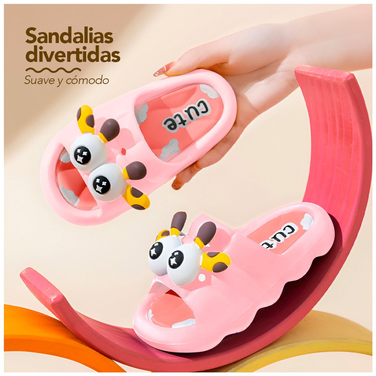 KELLER - Sandalias Kawaii para Niños Diseño 3D Jirafa Rosado Z35