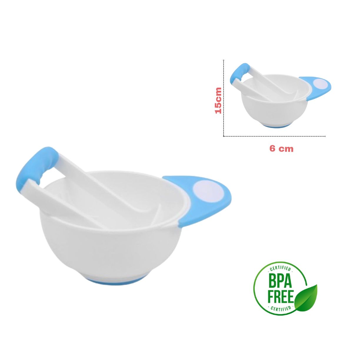 GENERICO - PLATO PAPILLERO PARA BEBES BLANCO CON AZUL