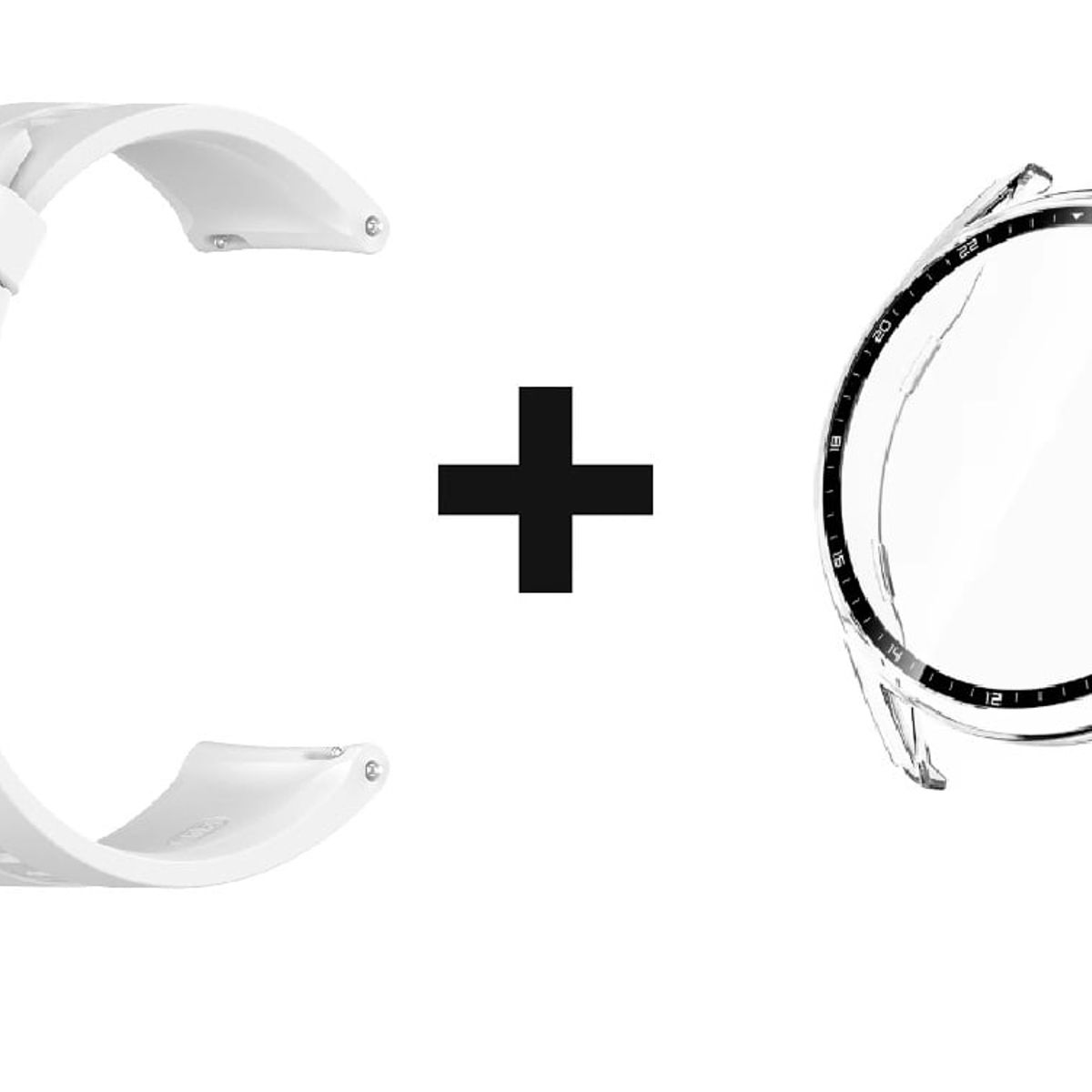 GENERICO - CORREA SILICON 22MM + BUMPER 46 MM PARA HUAWEI WATCH GT 2 PRO BLANCO