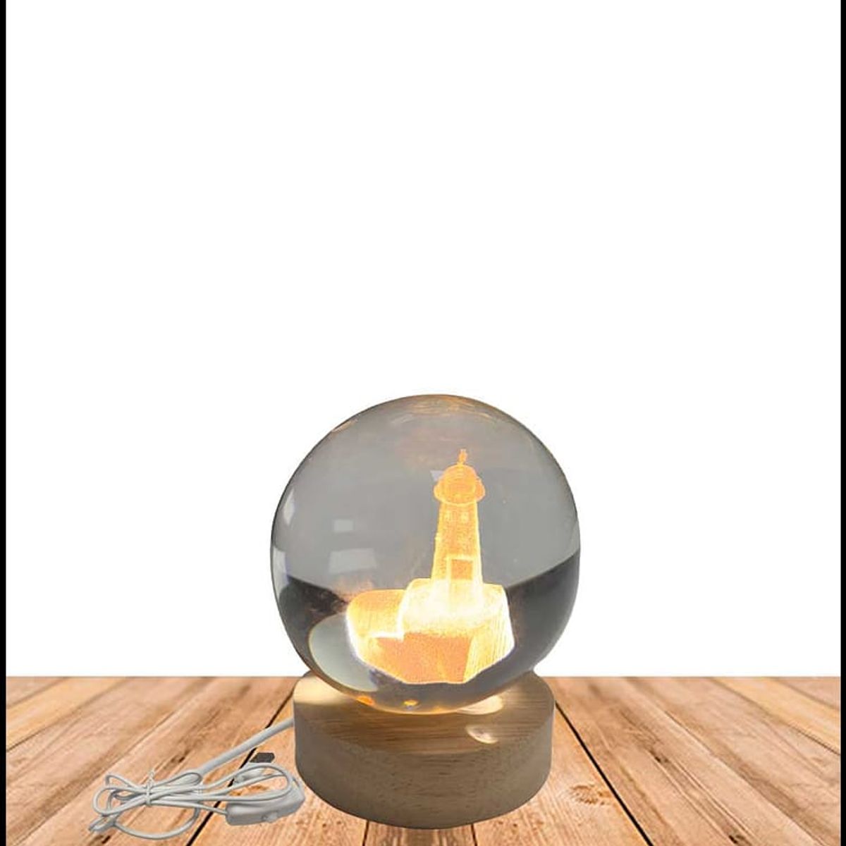 GENERICO - ESFERA DE CRISTAL LÁMPARA ADORNO FARO LUZ LED 3D