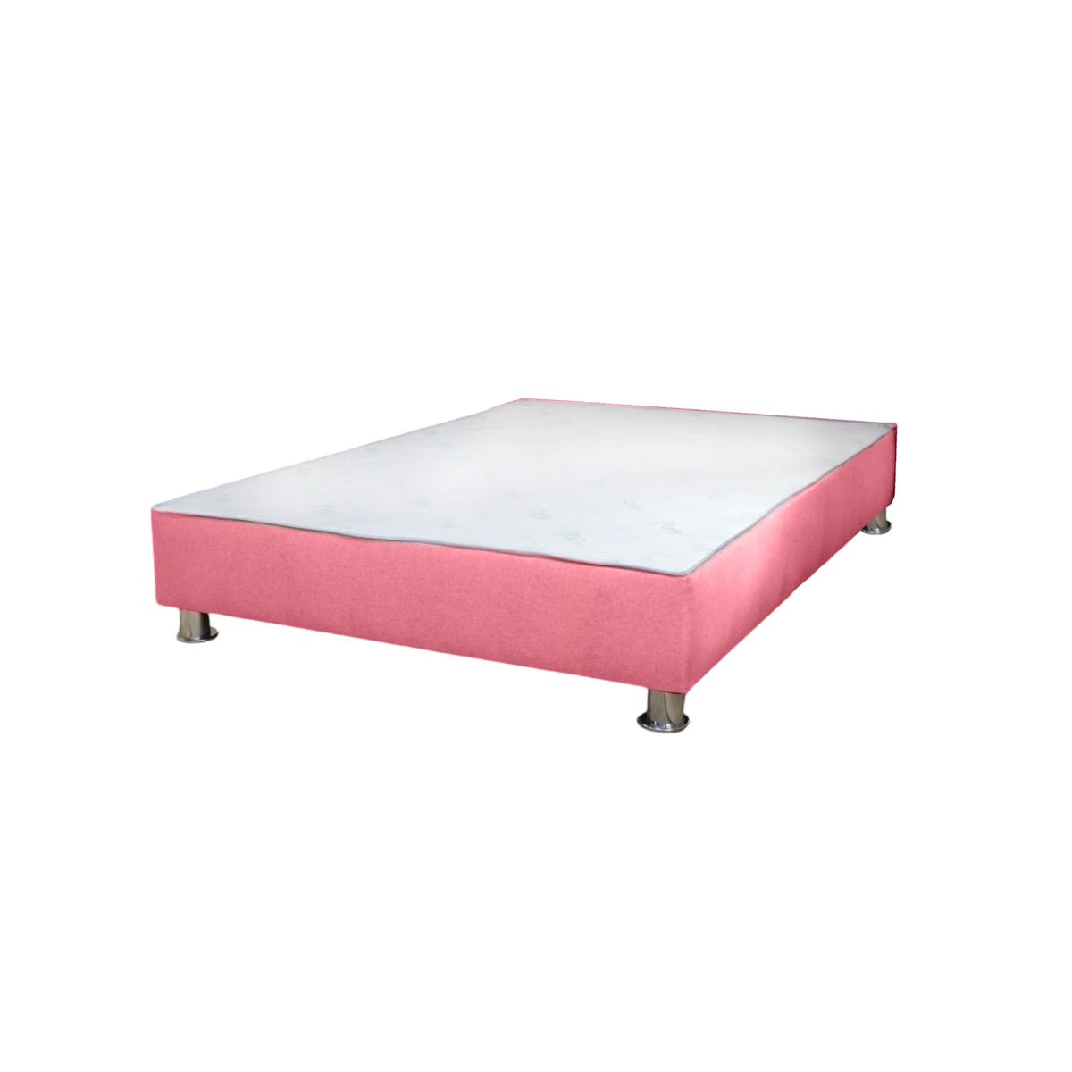 MUEBLES MACRUMO - Box Tarima reforzado y acolchada 2 Plazas - Color Rosado / Patas instaladas